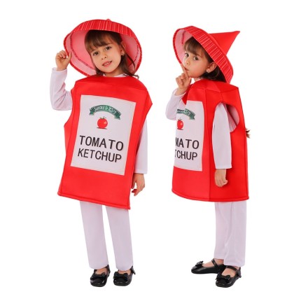 Children's Halloween Food Costume Ketchup Cosplay Costume