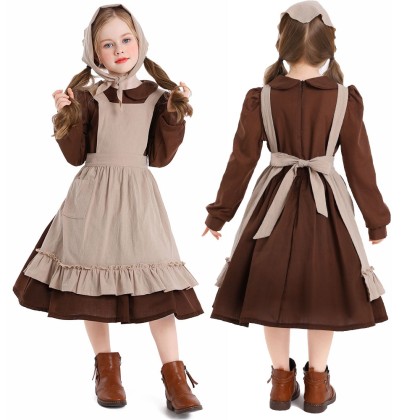 Halloween Children's Pastoral Farm Maid Civilian Cinderella Cosplay Costume