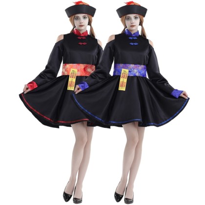 Chinese Style Zombie Embroidery Printed Halloween Cosplay Zombie Costume