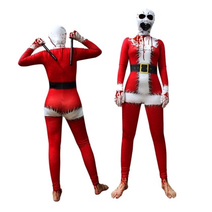 Christmas Bloodstain Clown Jumpsuit Halloween Costume