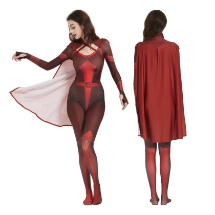 Halloween Female Family Costume Crimson Countess Cosplay Printed Jumpsuit 