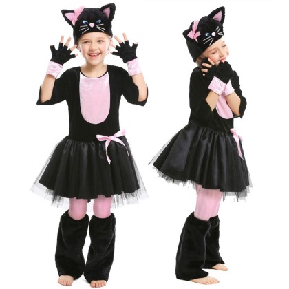 Halloween Animal Character Costume Black Pink Cat Children's Costume