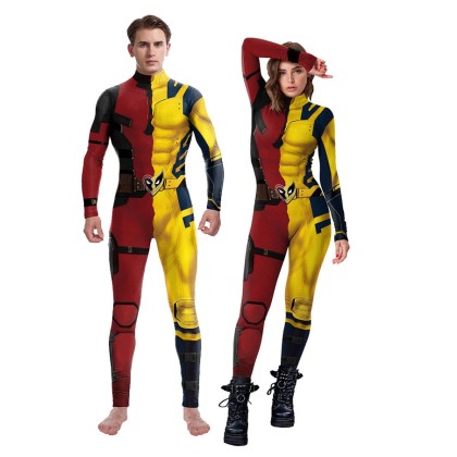 Deadpool Wolverine Cosplay Costume Halloween Superhero Couple's Cosplay Jumpsuit