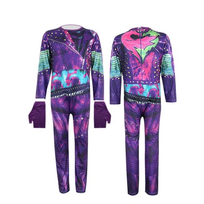 Kids Descendants 3 Purple Onesie Cosplay Suit For Halloween Costume