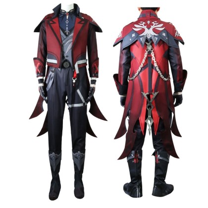 Genshin Impact Diluc Red Dead of Night Cosplay Costume 