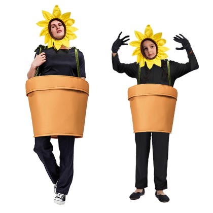 Funny Sunflower Pot Set Kids & Adults Halloween Cosplay Costume