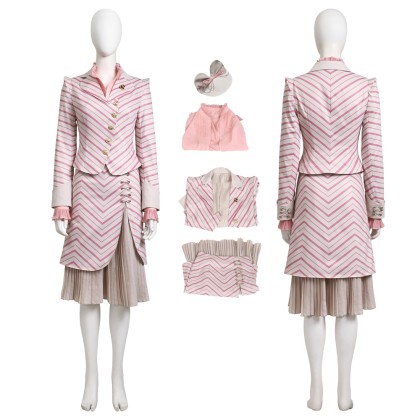 Wicked Glinda Striped Ensemble Cosplay Costume