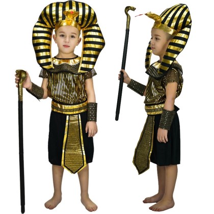 Children's Halloween Egyptian Golden Pharaoh Cosplay Costume