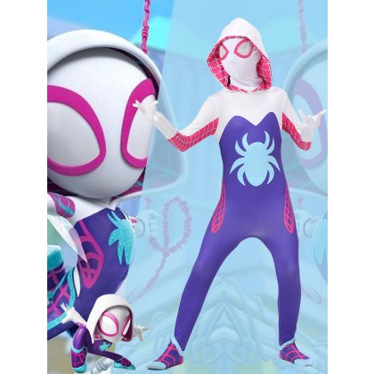 Spider-Man Into the Spider Verse Gwen Cosplay Suit Parent-child Halloween Costume