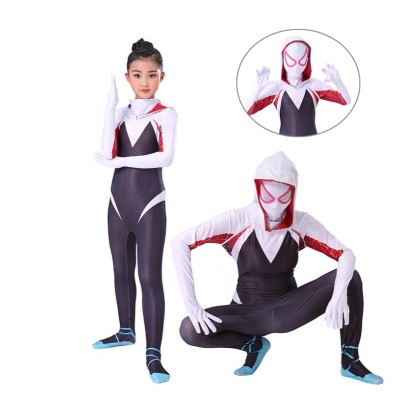 Spider-Woman Gwen Stacy Printed Jumpsuit Halloween Cosplay Costume For Adult & Kids