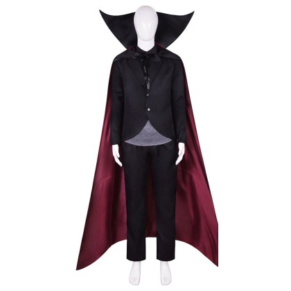 Hotel Transylvania Dracula Cosplay Costume Black Suit With High Collar Red Lined Cape