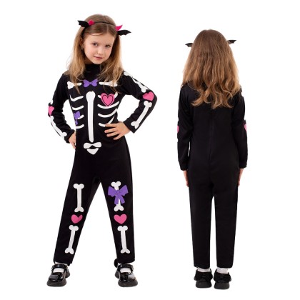 Children's New Halloween Thriller Skeleton Cosplay Costume
