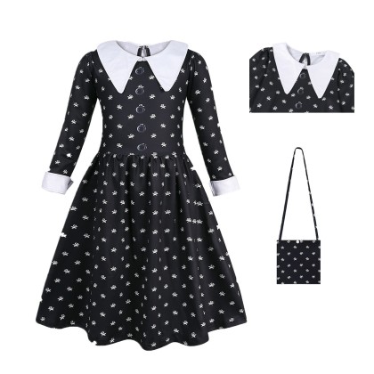 The Addams Family Wednesday Black Long Sleeve Dress Halloween Costume