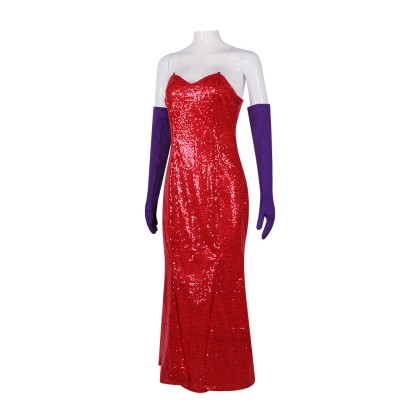 Who Framed Roger Rabbit Jessica Rabbit Red Sequin Dress Costume