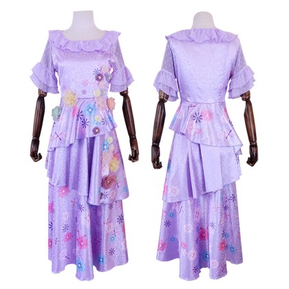Encanto Isabela Madrigal Purple Flower Dress Cosplay Costume
