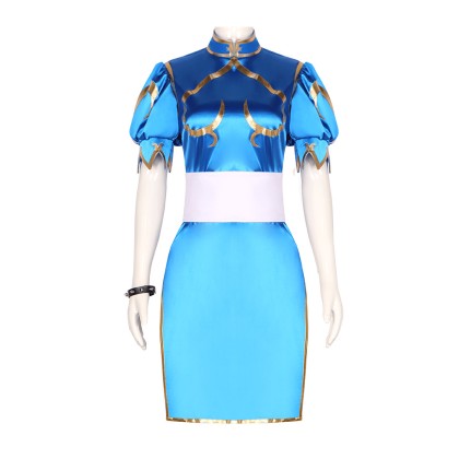 Street Fighter Chun-Li Blue Qipao Cosplay Costume