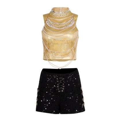 IVE Jang Wonyoung Gold Stage Outfit Cosplay Costume