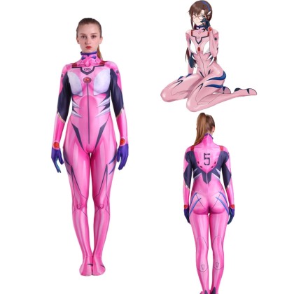 Halloween Costume Rebuild of Evangelion Mari Makinami Illustrious Printed Jumpsuit 