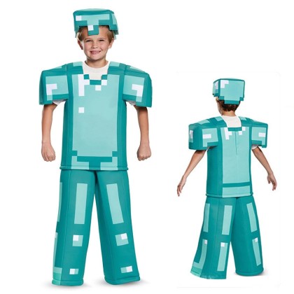Minecraft Diamond Armor Set Halloween Cosplay Costume For Kids