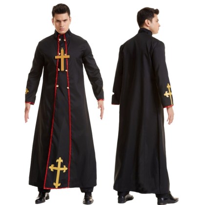 Halloween European and American Missionaries Black Robed Priest Cosplay Costume