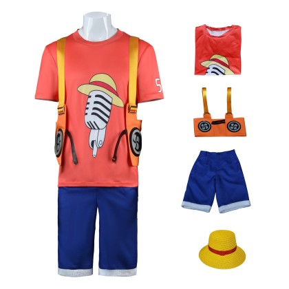 One Piece Film Red Monkey D. Luffy Cosplay Costume