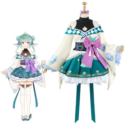 Virtual Youtuber NIJISANJI Finana Ryugu Kimono Cosplay Costume 