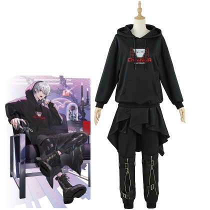 Hololive Vtuber Kuzuha Black Hoodie Cosplay Costume