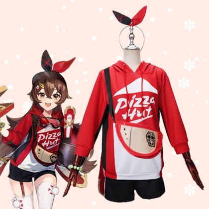 Genshin Impact Amber Pizza Hut Cosplay Costume