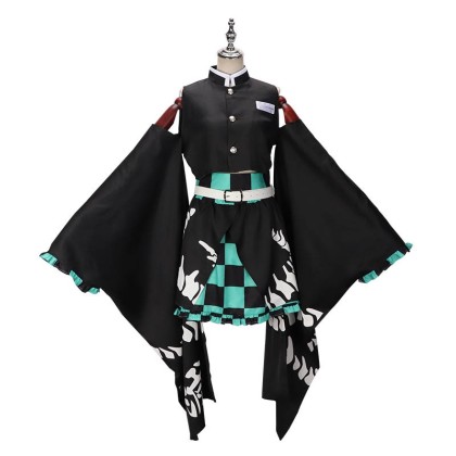 Demon Slayer Kamado Tanjirou Cosplay Costume Off-the-Shoulder Skirt