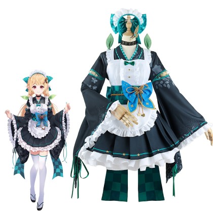 Virtual Youtuber NIJISANJI Pomu Rainpuff Maid Cosplay Costume 