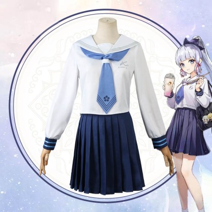 Genshin Impact Kamisato Ayaka Cosplay Costume School Uniform 