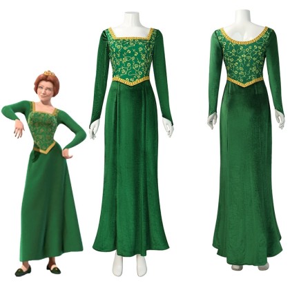 Shrek Princess Fiona Green Dress Cosplay Costume