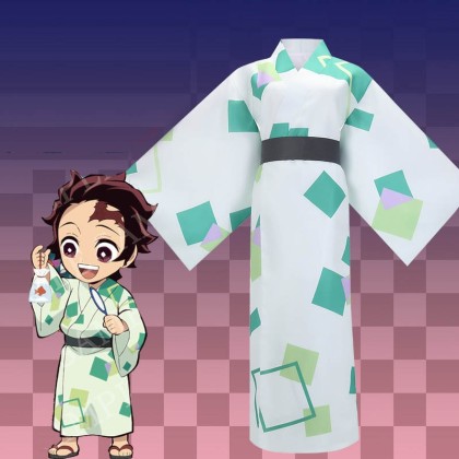 Demon Slayer Kamado Tanjirou Whtie Kimono Cosplay Costume