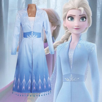 Disney Movie Frozen 2 Elsa Cosplay Costume New Edition