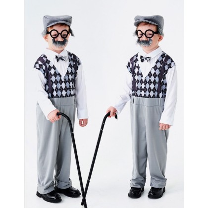 Halloween Costume Children's Stage Play Old Man Grandpa Costume