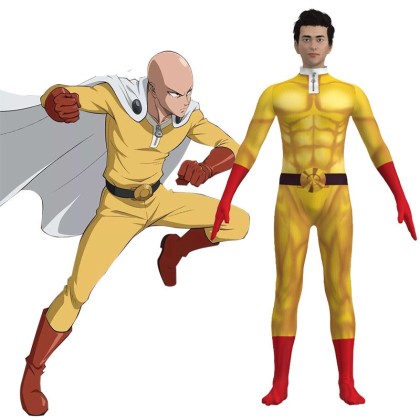 Halloween Parent-child Costume One-Punch Man Anime Printed Jumpsuit with Cloak