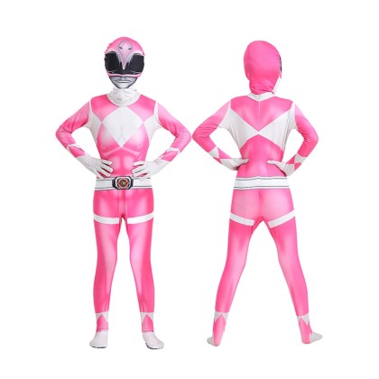 Power Rangers Pink Ranger Kimberly Hart Jumpsuit Halloween Parent-child Cosplay Costume