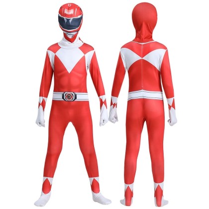 Power Rangers Red Ranger Jason Lee Scott Jumpsuit Halloween Parent-child Cosplay Costume