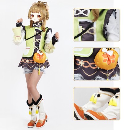 Genshin Impact Yaoyao Cosplay Costume With Back Basket