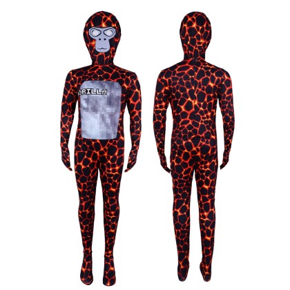 Children's Lava Gorilla Red Gorilla Cosplay Jumpsuit For Halloween Costume