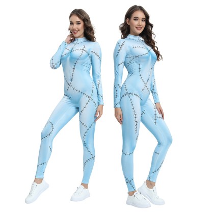 The Nightmare Before Christmas Sally Light Blue Bodysuit Cosplay For Adult Halloween
