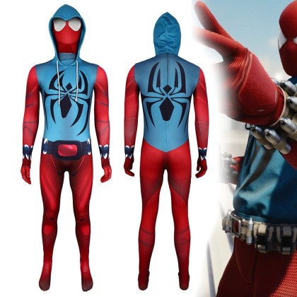 Halloween Superhero Family Costume Scarlet Spider Ben Reilly Cosplay Printed Jumpsuit