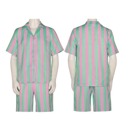 Barbie Movie Ken Striped Shirt and Shorts Cosplay Costume