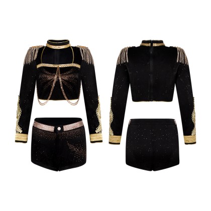 aespa Winter Inspired Black Gold Stage Outfit Cosplay Costume