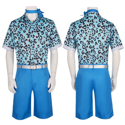 Barbie Movie Ken Print Beach Shirt and Shorts Cosplay Costume