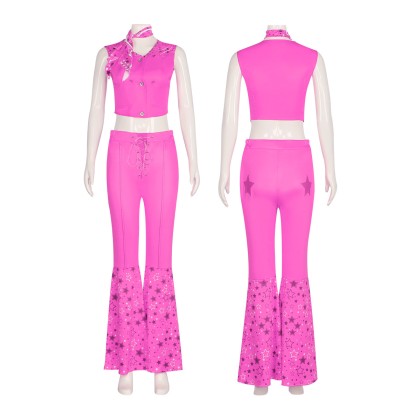 Barbie Movie Pink Western Crop Top and Flare Pants Cosplay Costume
