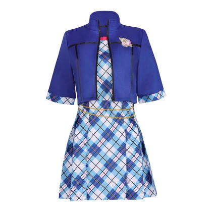 Barbie Princess Charm School Isla Blue Plaid Dress and Jacket Cosplay Costume