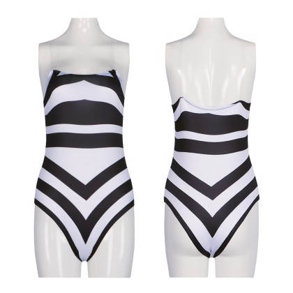 Barbie Classic Black and White Striped Swimsuit Cosplay Costume
