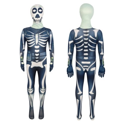 Fortnite Skull Trooper Bodysuit For Adults & Kids Halloween Costumes