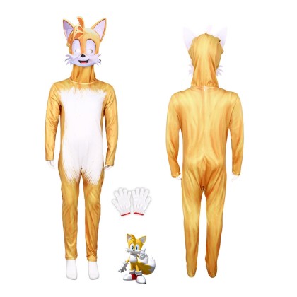 Sonic the Hedgehog 3 Miles "Tails" Prower Jumpsuit Cosplay Halloween Parent-child Costume
